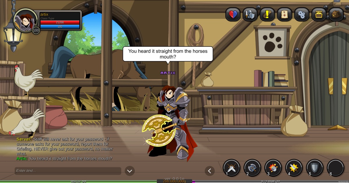 Official AQW Infinity screenshot — combat moment